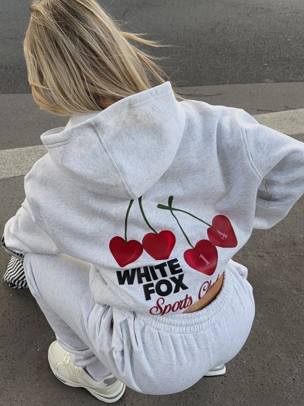 White Fox Club 14 Izzy Oversized Hoodie Grey Marle NWT